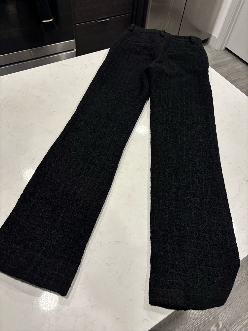 Alessandra Rich Black Bouclé Tweed Pants